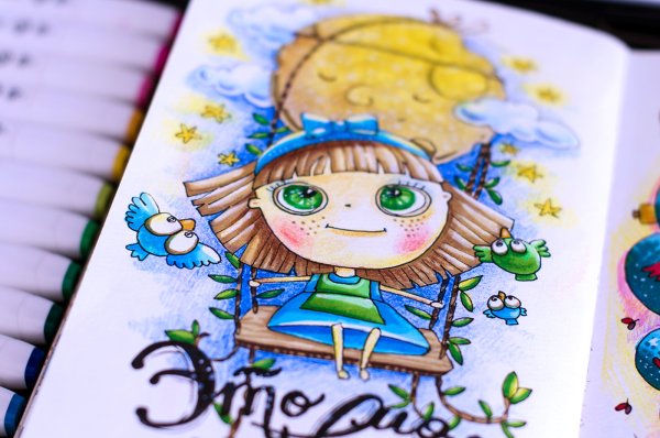 Яркие скетчи маркерами про весну