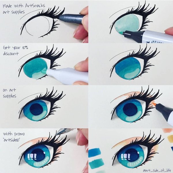 Аниме глаза маркерами