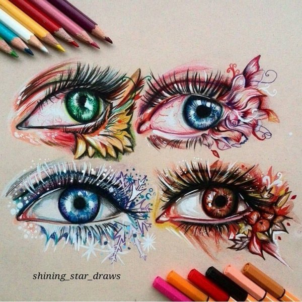 Рисование маркерами глаза