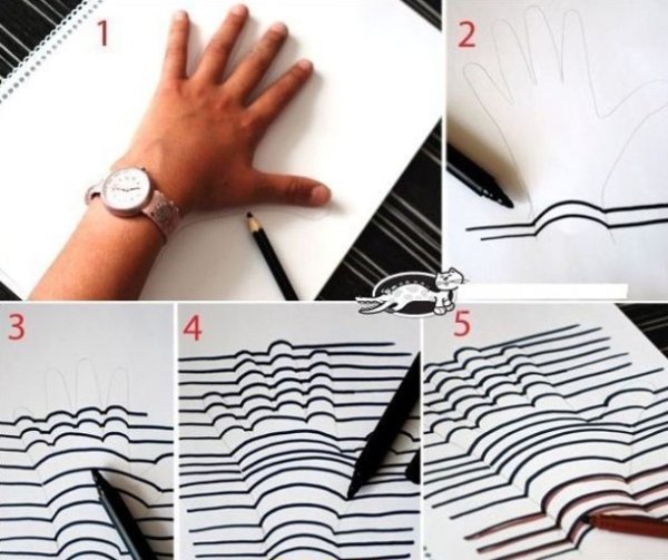 Объемная рука рисунок