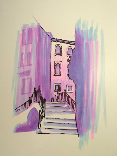 Фиолетовые рисунки маркерами