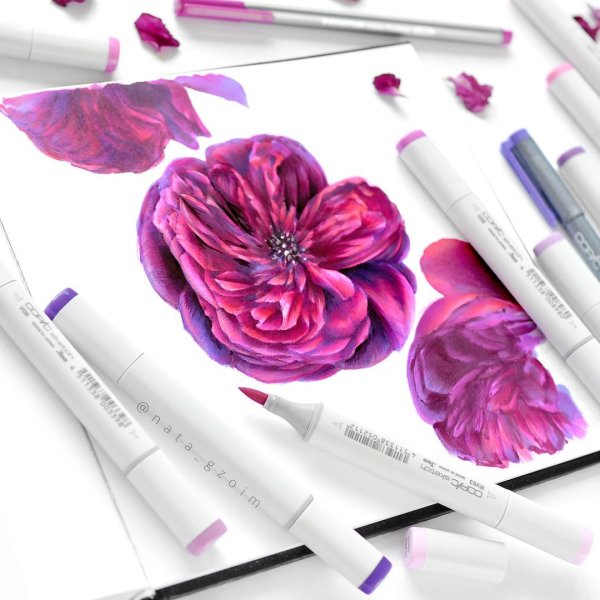 Скетчи маркерами фиолетовыми