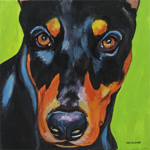 Доберман живопись акрил