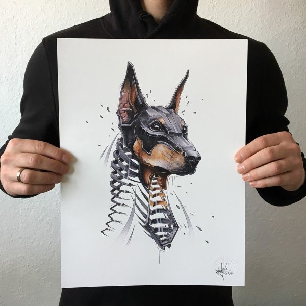 Блэкворк Доберман