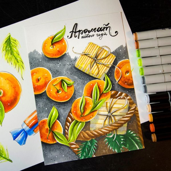 Скетчинг мандарины