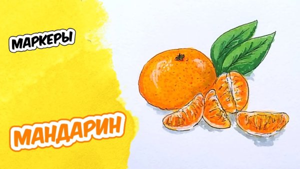 Мандарин рисунок маркерами