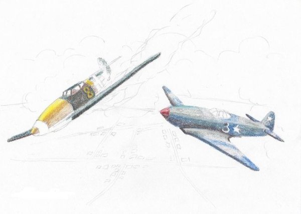 Военные рисунки цветным карандашом