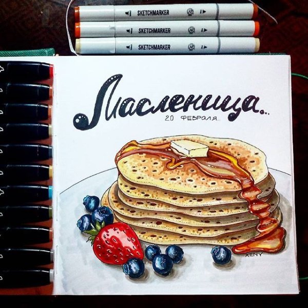 Скетчи маркерами блинчики