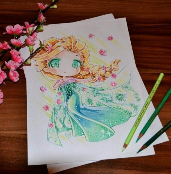 Диснеевские принцессы фломастерами