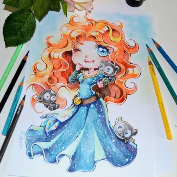 Чиби принцессы Диснея Мерида