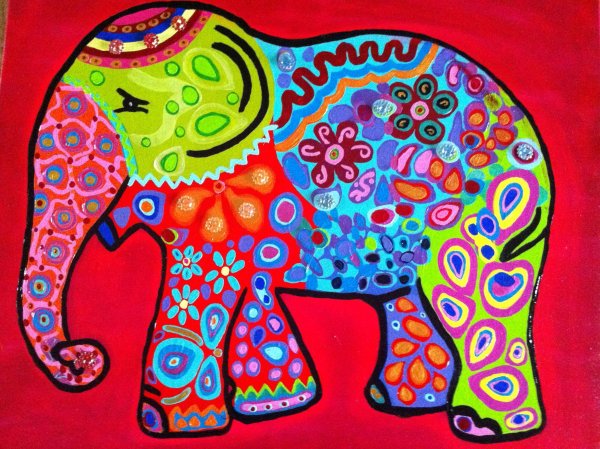 Слон декоративная живопись