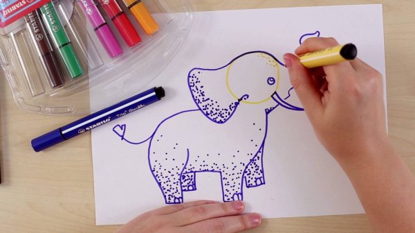 Слон рисунок фломастером