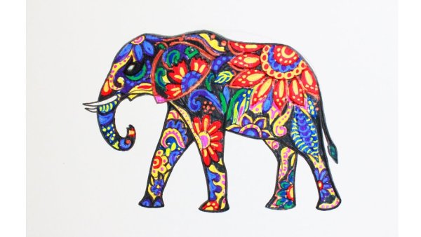 Слон фломастерами