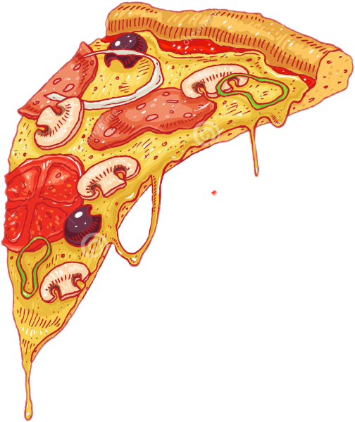 Кусочек пиццы в мультяшном стиле