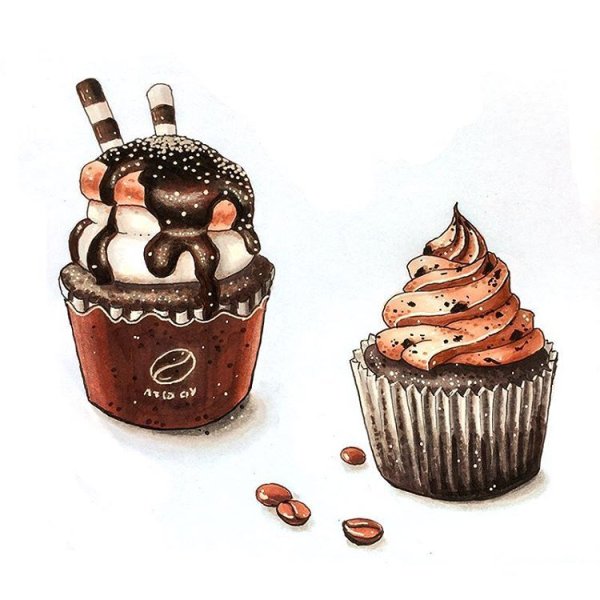 Капкейк скетчинг маркерами