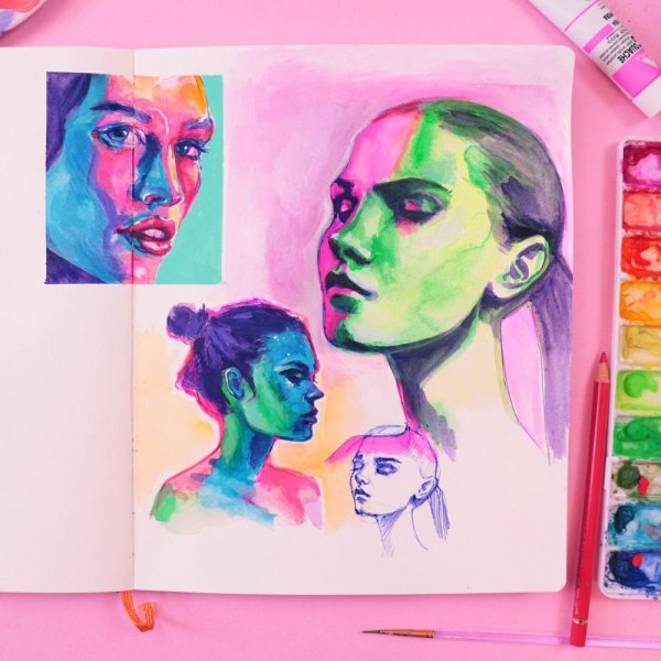 Рисунки неоновой акварелью