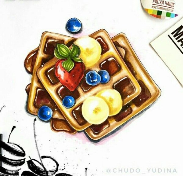 Вафли рисунок маркерами