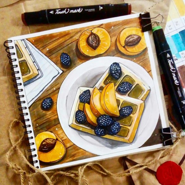 Рисование еды в скетчбуке