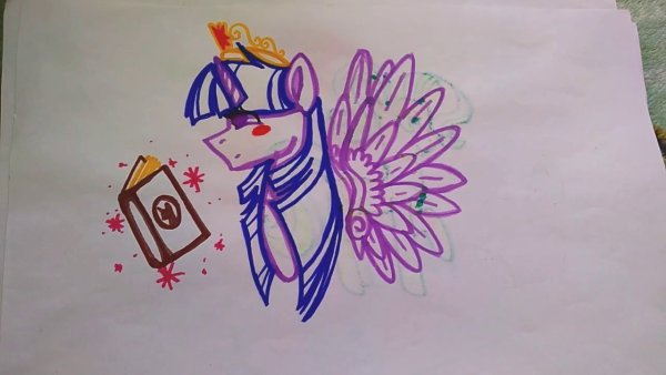 Лунная пони карандашом