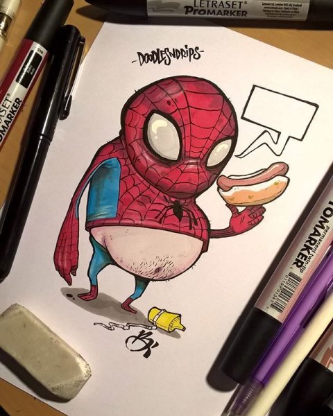 Рисунки фломастерами Марвел