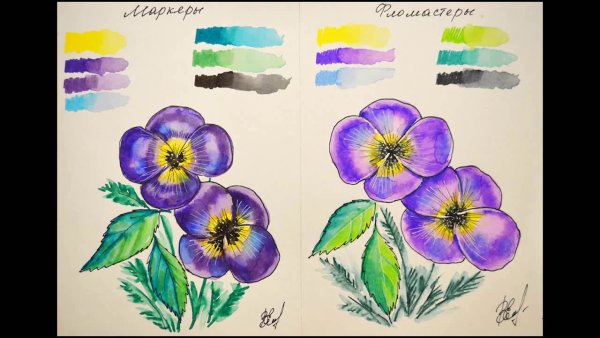 Рисунки цветов фломастерами