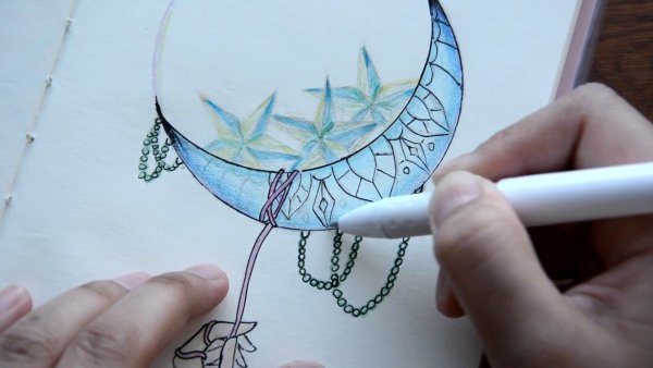 Луна рисунок маркером