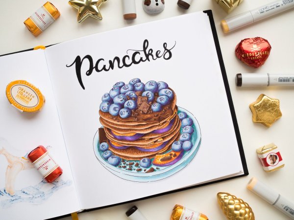 Скетчи маркерами еда