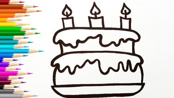 Торт детский рисунок фломастер