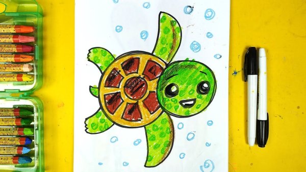 Папа кит папа рисует фломастерами