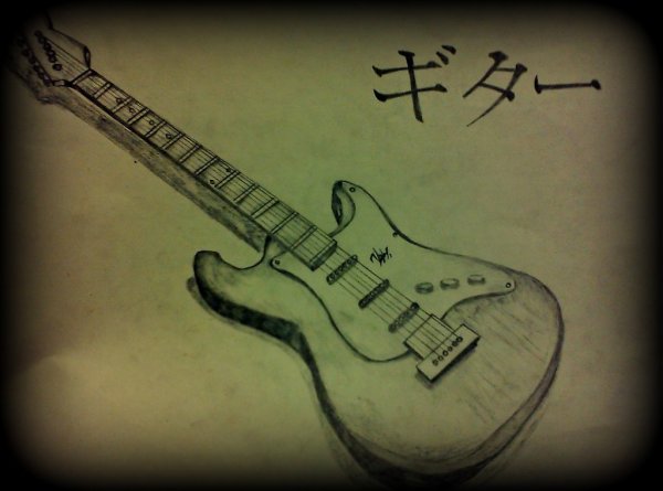 Картина гитара карандашом