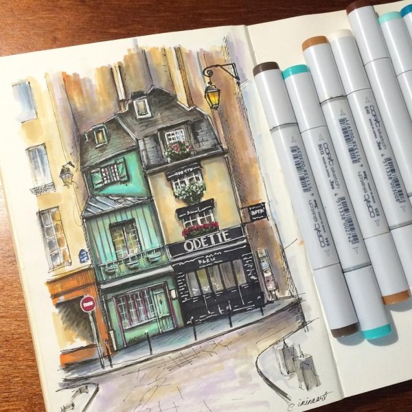 Рисунки спиртовыми маркерами