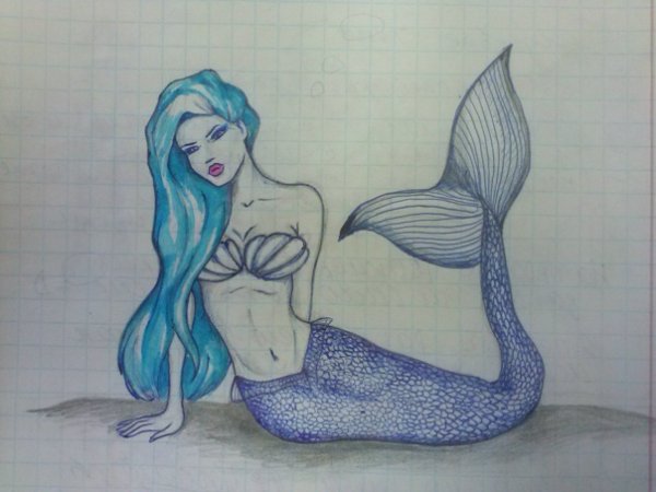 Русалка рисунок фломастерами
