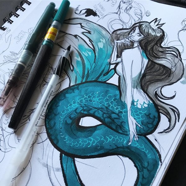 Русалка в скетчбук