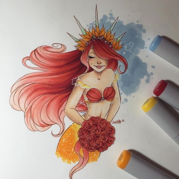 Русалка маркерами