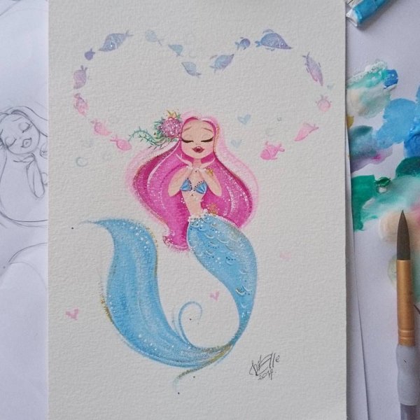 Русалка маркерами легкая