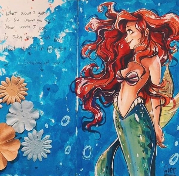 Русалочка фломастером