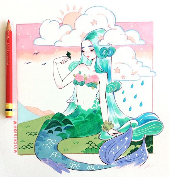 Модель русалки для рисования