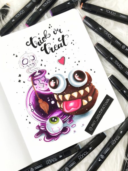 Скетчи маркерами Хэллоуин