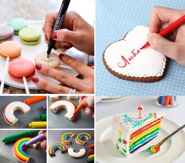 Украшение торта фломастерами