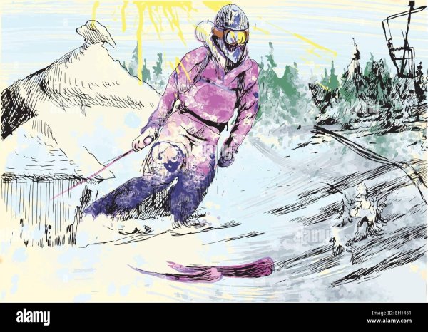 Лыжник карикатура
