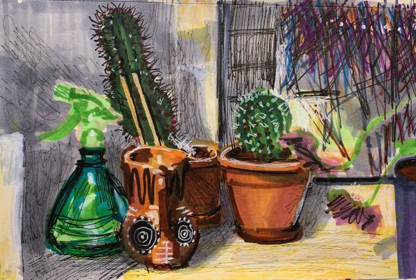 Натюрморт скетч маркерами