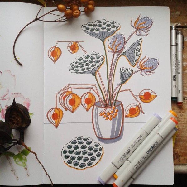 Натюрморт скетч маркерами