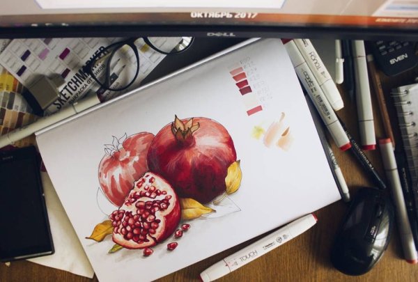 Натюрморт скетч маркерами