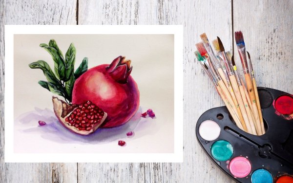 Гранат натюрморт urok risovaniya