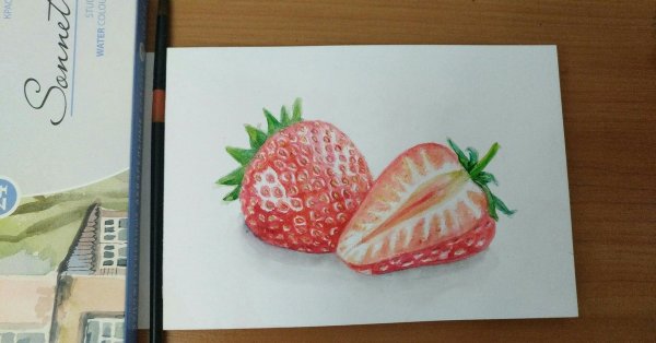 Клубника рисунок маркерами