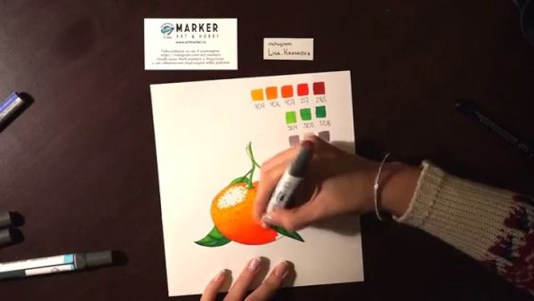 Мандарин маркерами для скетчинга