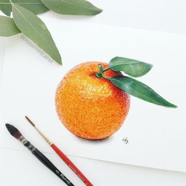 Нарисовать мандарин маркерами