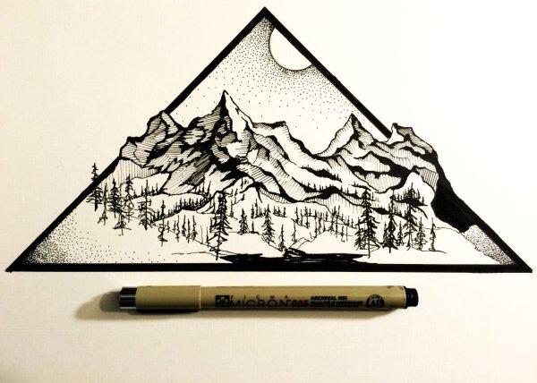 Горы черной ручкой