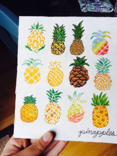 Ананас рисунок маркерами