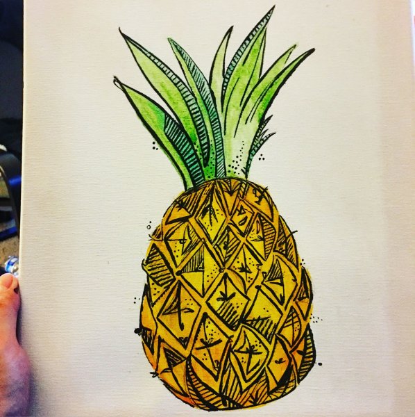 Ананас скетч маркерами